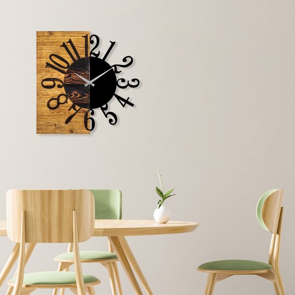 Διακοσμητικό Ξύλινο Ρολόι Τοίχου Wooden Καρυδί 58x3x58 cm