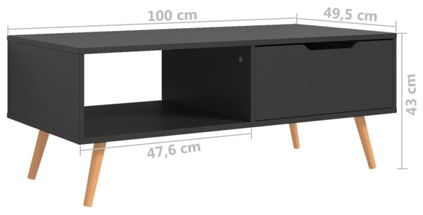 VidaXL Τραπεζάκι Σαλονιού Γκρι 100 x 49,5 x 43 εκ. από Επεξ. Ξύλο