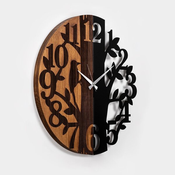 Διακοσμητικό Ξύλινο Ρολόι Τοίχου Wooden Καρυδί 3x56 cm