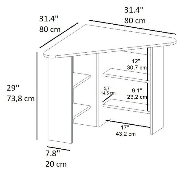 Γωνιακό γραφείο Corner Καρυδί 80x73.8x80 cm