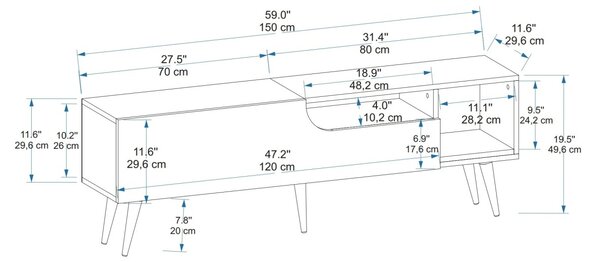Έπιπλο TV Alba Πράσινο 150x29.6x49.6 cm