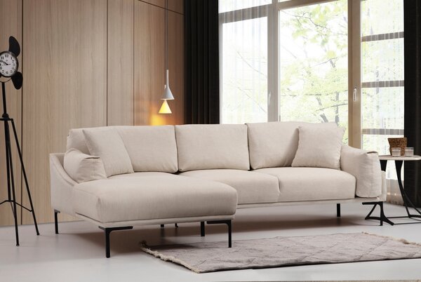Γωνιακός Καναπές Leo Κρεμ 255x150x65 cm