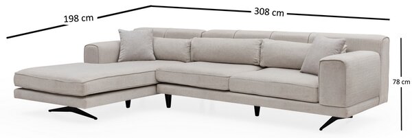 Modular Γωνιακός Καναπές Jivago Μπεζ 198x308x78 cm