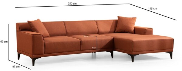 Γωνιακός Καναπές Petra Πορτοκαλί 145x250x69 cm