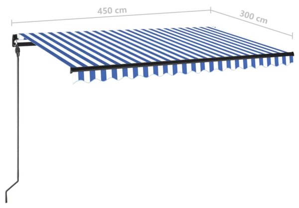 VidaXL Τέντα Συρόμενη Χειροκίνητη με LED Μπλε / Λευκό 450 x 300 εκ