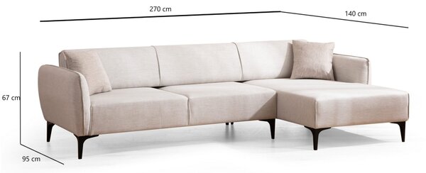 Δεξιός Γωνιακός Καναπές Belissimo Μπεζ 270x140x67 cm