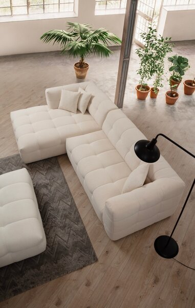 Αριστερός Modular Γωνιακός Καναπές Cady Μπεζ 300x150x72 cm