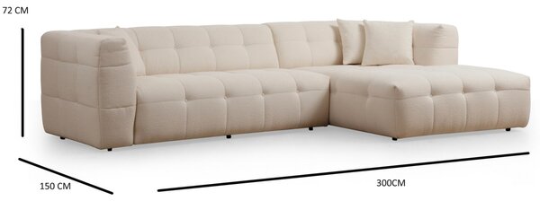 Δεξιός Modular Γωνιακός Καναπές Cady Μπεζ 300x150x72 cm