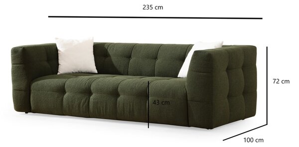 3θέσιος καναπές Cady Πράσινο 235x100x72 cm