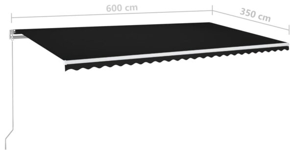 VidaXL Τέντα Συρόμενη Χειροκίνητη με LED Ανθρακί 600 x 350 εκ