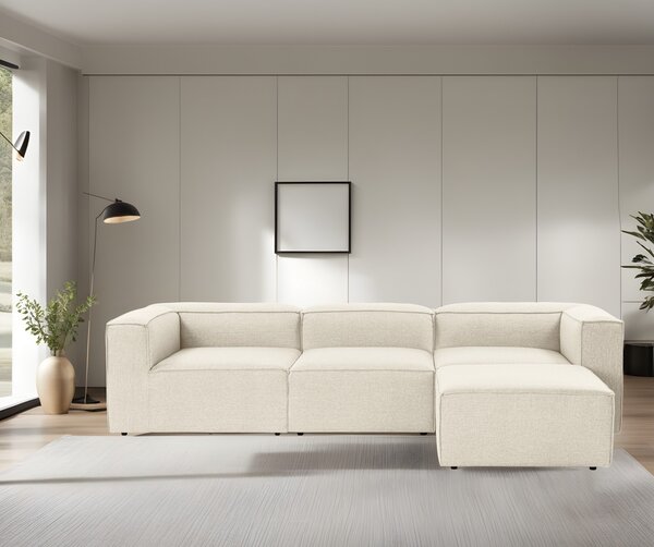 Δεξιός Γωνιακός Καναπές Fora Εκρού 296x185x66 cm