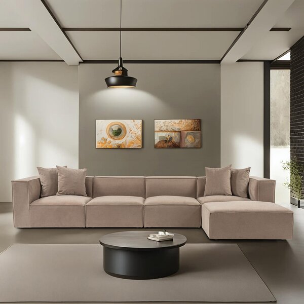 Δεξιός Γωνιακός Καναπές Sora Cappuccino 430x75x102 cm