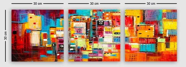 Πίνακας, σετ 3 τεμαχίων PDR6 Πολύχρωμος 30x30x3 cm