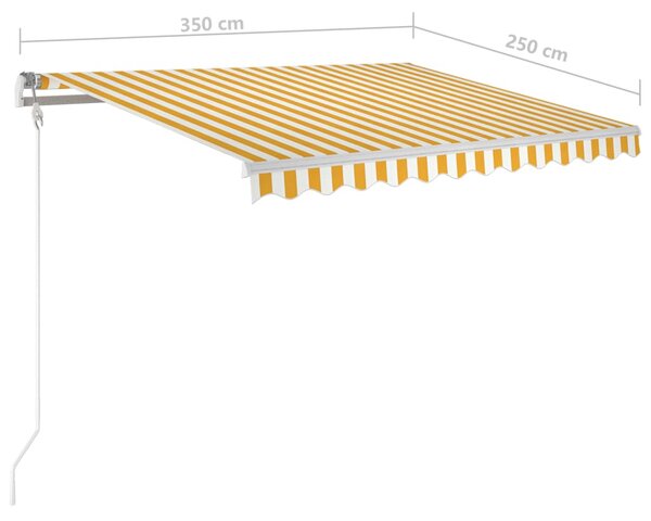 VidaXL Τέντα Αυτόματη με LED & Αισθ. Ανέμου Κίτρινο/Λευκό 350x250 εκ