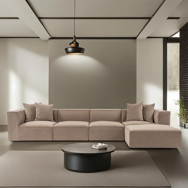 Δεξιός Γωνιακός Καναπές Sora Cappuccino 430x75x102 cm