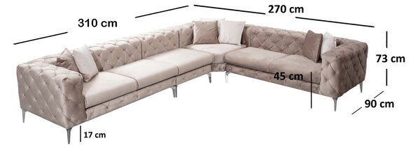 Δεξιός Γωνιακός Καναπές Como Μπεζ 310x73x270 cm