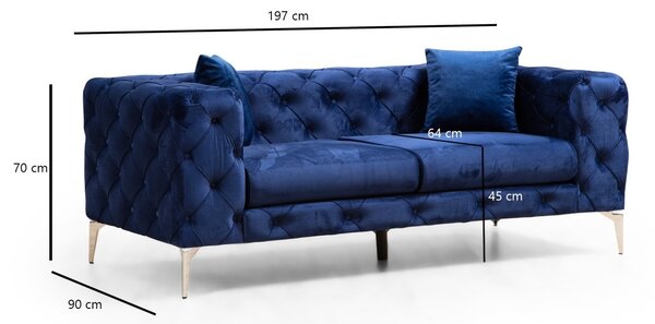 2θέσιος καναπές Como Navy Μπλε 197x70x90 cm