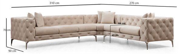 Αριστερός Γωνιακός Καναπές Como Εκρού 310x70x270 cm