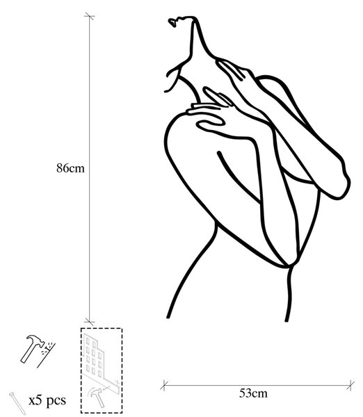 Μεταλλικός πίνακας Woman Μαύρο 53x86 cm