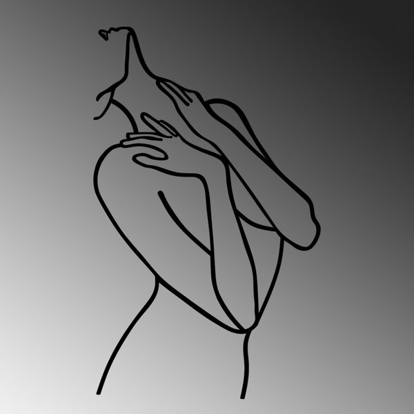 Μεταλλικός πίνακας Woman Μαύρο 53x86 cm