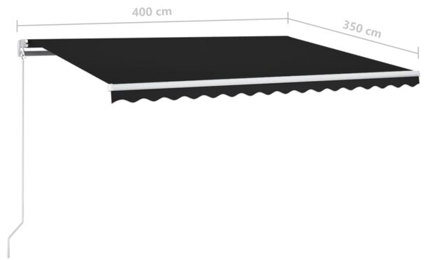 VidaXL Τέντα Συρόμενη Χειροκίνητη με LED Ανθρακί 400 x 350 εκ