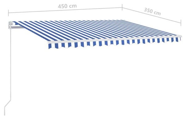 VidaXL Τέντα Συρόμενη Χειροκίνητη Μπλε / Λευκό 450 x 350 εκ