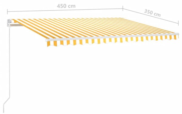 VidaXL Τέντα Συρόμενη Χειροκίνητη Κίτρινο / Λευκό 450 x 350 εκ