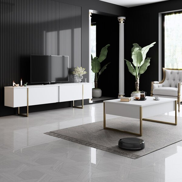 Έπιπλο TV Luxe Λευκό 180x30x50 cm