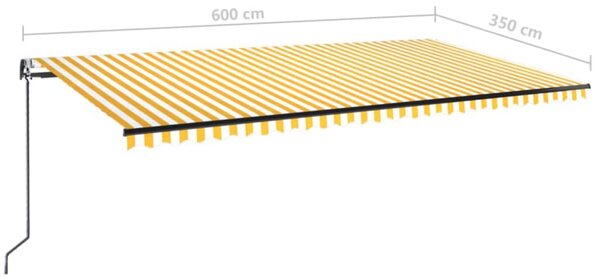 VidaXL Τέντα Συρόμενη Αυτόματη Κίτρινο / Λευκό 600x350 εκ