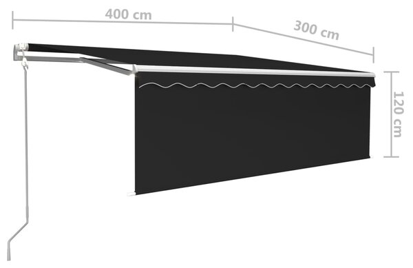 VidaXL Τέντα Συρόμενη Αυτόματη με Σκίαστρο Ανθρακί 4 x 3 μ