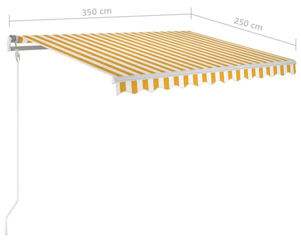 VidaXL Τέντα Συρόμενη Χειροκίνητη Κίτρινο / Λευκό 350 x 250 εκ