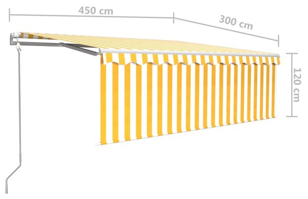 VidaXL Τέντα Αυτόματη με Σκίαστρο/LED/Αισθ. Ανέμου Κίτρ/Λευκό 4,5x3 μ