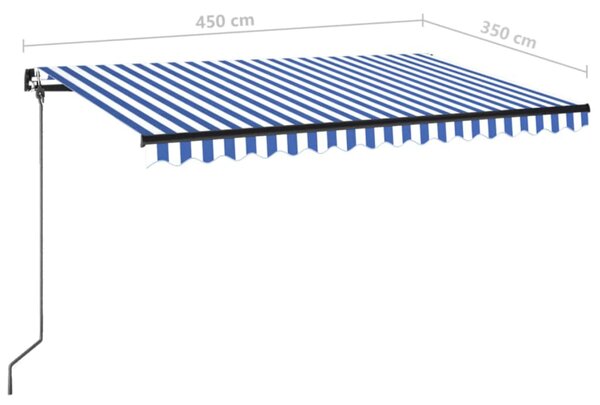 VidaXL Τέντα Συρόμενη Χειροκίνητη Μπλε / Λευκό 450 x 350 εκ