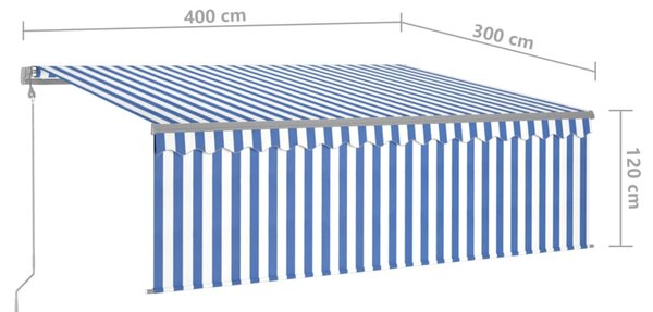 VidaXL Τέντα Συρόμενη Αυτόματη με Σκίαστρο Μπλε / Λευκό 4 x 3 μ
