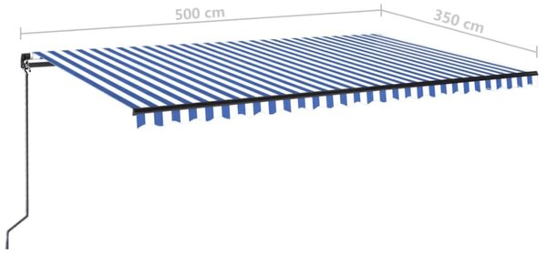 VidaXL Τέντα Συρόμενη Χειροκίνητη με LED Μπλε / Λευκό 500 x 350 εκ