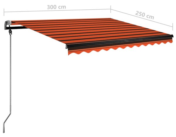 VidaXL Τέντα Συρόμενη Χειροκίνητη με LED Πορτοκαλί/Καφέ 350 x 250 εκ