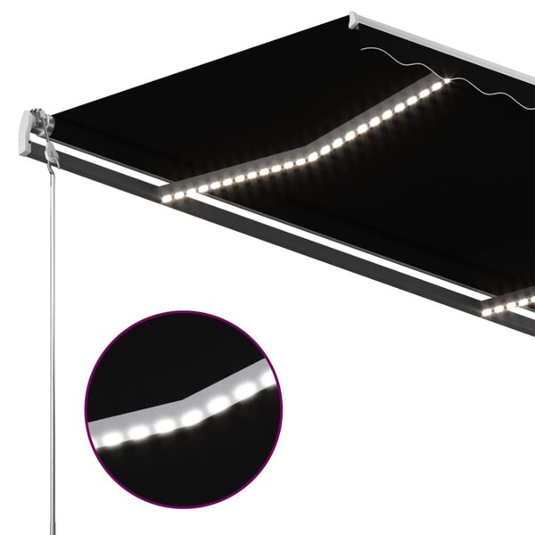 VidaXL Τέντα Συρόμενη Χειροκίνητη με LED Ανθρακί 400 x 300 εκ