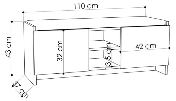 Παπουτσοθήκη με banca Zulla Δρυς 110x43x37 cm