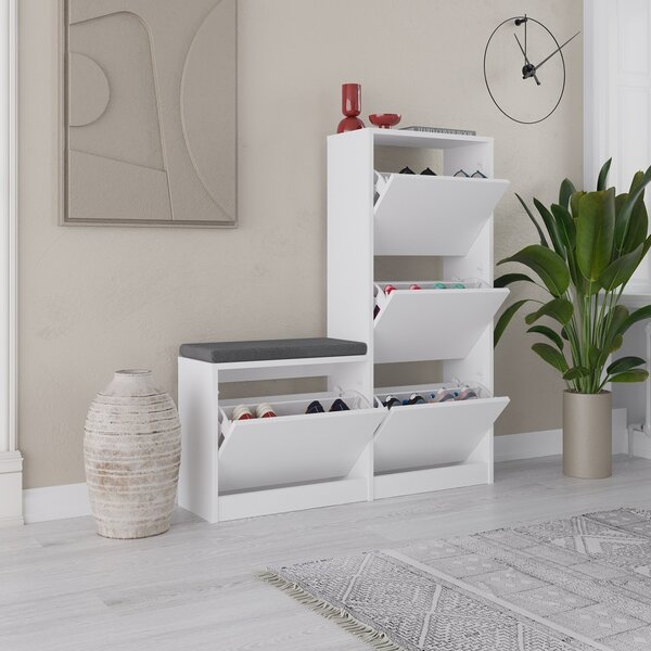 Παπουτσοθήκη με banca Dude Λευκό 105x118.5x26 cm