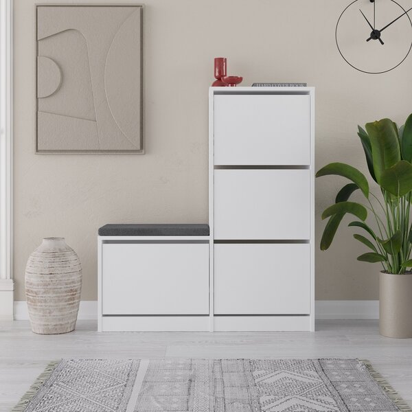 Παπουτσοθήκη με banca Dude Λευκό 105x118.5x26 cm