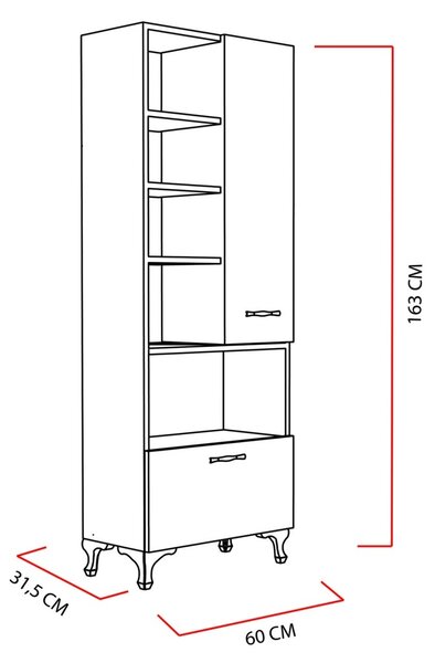 Ντουλάπα multifuncțional Sezen Λευκό 60x31.5x163.6 cm