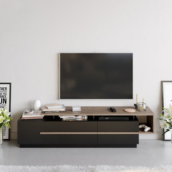 Έπιπλο TV Pia Μαύρο 180x46.4x38.9 cm
