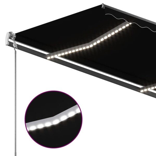 VidaXL Τέντα Συρόμενη Χειροκίνητη με LED Ανθρακί 450 x 300 εκ