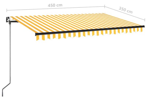 VidaXL Τέντα Συρόμενη Χειροκίνητη Κίτρινο / Λευκό 450 x 350 εκ