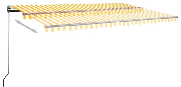 VidaXL Τέντα Αυτόματη με LED & Αισθ. Ανέμου Κίτρινο/Λευκό 500x300 εκ