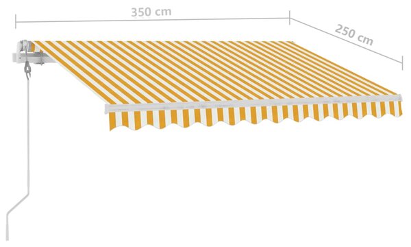 VidaXL Τέντα Αυτόματη με LED & Αισθ. Ανέμου Κίτρινο/Λευκό 350x250 εκ