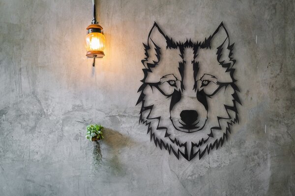 Μεταλλικός πίνακας Wolf Μαύρο 38x50 cm