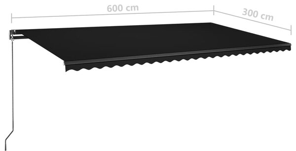 VidaXL Τέντα Αυτόματη Ανεξάρτητη Ανθρακί 600 x 300 εκ