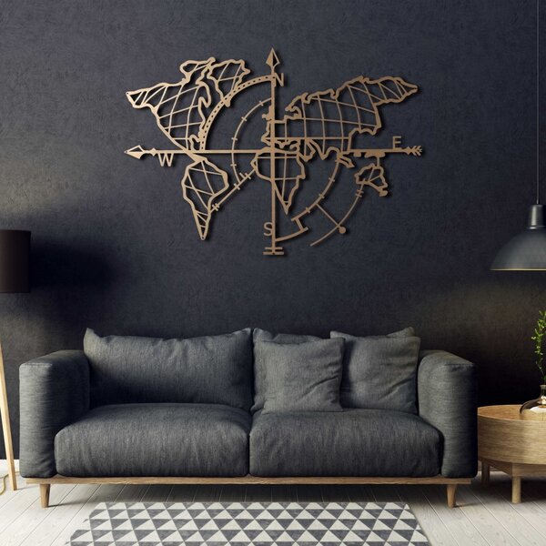 Μεταλλικός πίνακας World Χρυσό 65x95 cm