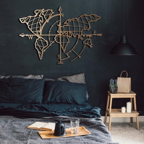 Μεταλλικός πίνακας World Χρυσό 65x95 cm
